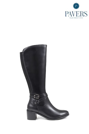 Pavers Smart Tall Black Heeled patent Boots (Q54399) | £90