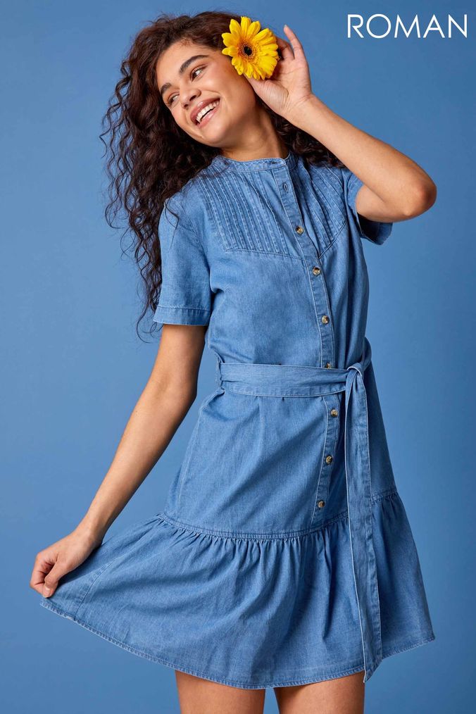 Buy Women s Roman Mini Denim Dresses Online Next UK