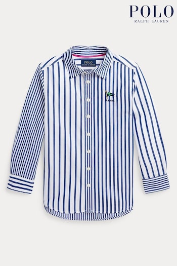 Polo Ralph Lauren Blue Striped Cotton Poplin Fun Shirt (Q54503) | £99 - £109