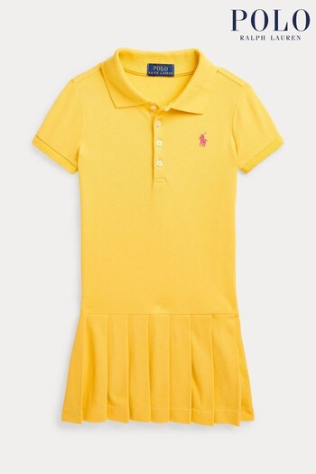 Polo Packers Ralph Lauren Girls Pleated Stretch Mesh Polo Packers Dress (Q54508) | £105 - £115