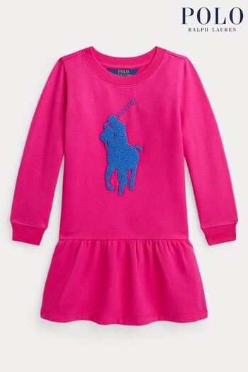 Polo Pique Ralph Lauren Pink French Knot Big Pony Fleece Dress (Q54523) | £115 - £125