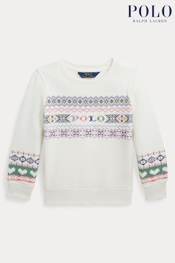 Polo Ralph Lauren Pink Fair Isle Logo Fleece Sweatshirt (Q54533) | £105 - £115