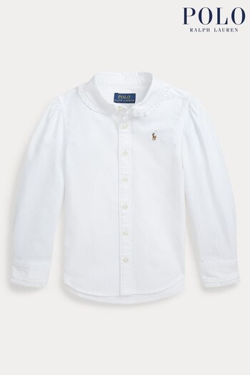 Polo Ralph Lauren Ruffled Cotton White Oxford Shirt (Q54538) | £75 - £79