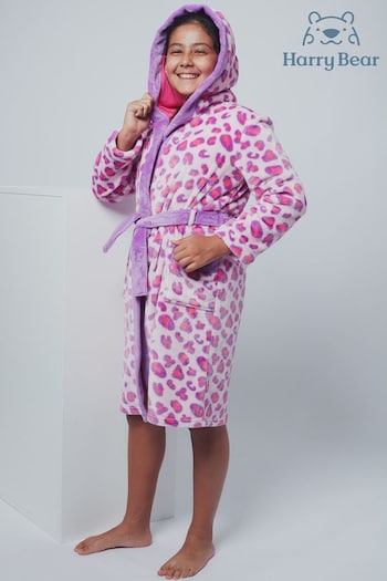 Harry Bear Pink Leopard Print Dressing Gown PINK LEOPARD AOP (Q54558) | £25