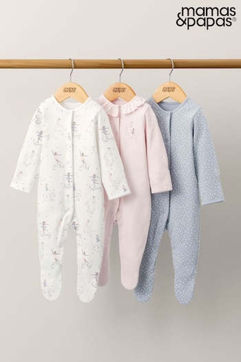 Mamas & Papas Pink Dancing On Ice Sleepsuits 3 Pack (Q54627) | £22