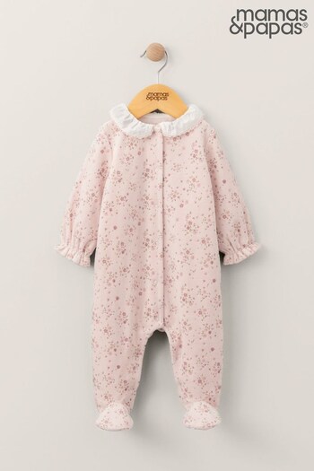 Mamas & Papas Pink Velour Ditsy Print All in One (Q54664) | £22