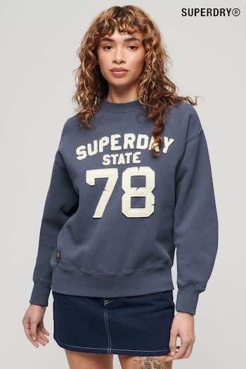 Superdry Blue Applique Athletic Loose Sweatshirt (Q54919) | £50