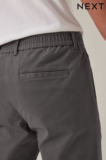 Dark Grey Elasticated Waist Slim Stretch Chino Trousers (Q54992) | £22