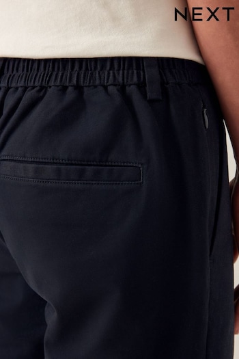 Navy Blue Elasticated Waist Slim Stretch Chino Trousers (Q54993) | £22