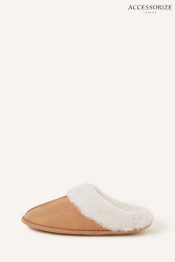 Accessorize Faux Fur Brown Mule Slippers (Q55031) | £20