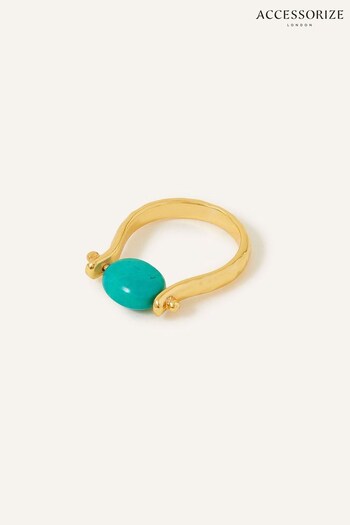 Accessorize Gold-Plated 14CT Turquoise Spinner Ring (Q55129) | £24