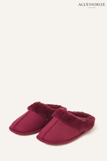 Accessorize Red Faux Fur Mule Slippers (Q55175) | £20