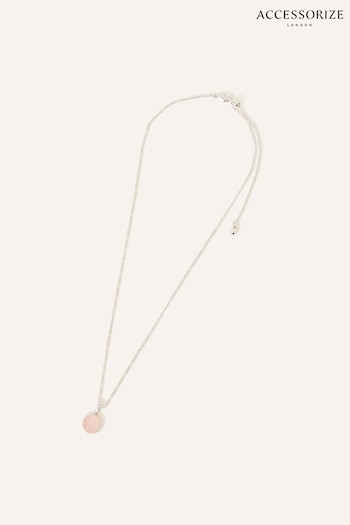 Accessorize Pink Sterling Silver-Plated Rose Quartz Necklace (Q55215) | £20