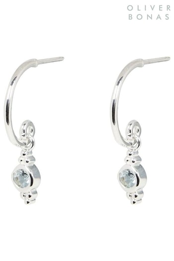 Oliver Bonas Blue Octavia Aquamarine Drop Hoop Earrings (Q55277) | £36