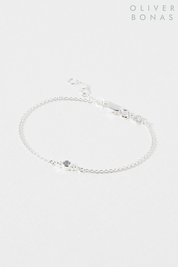 Oliver Bonas Silver Octavia Aquamarine Silver Charm Bracelet (Q55298) | £36