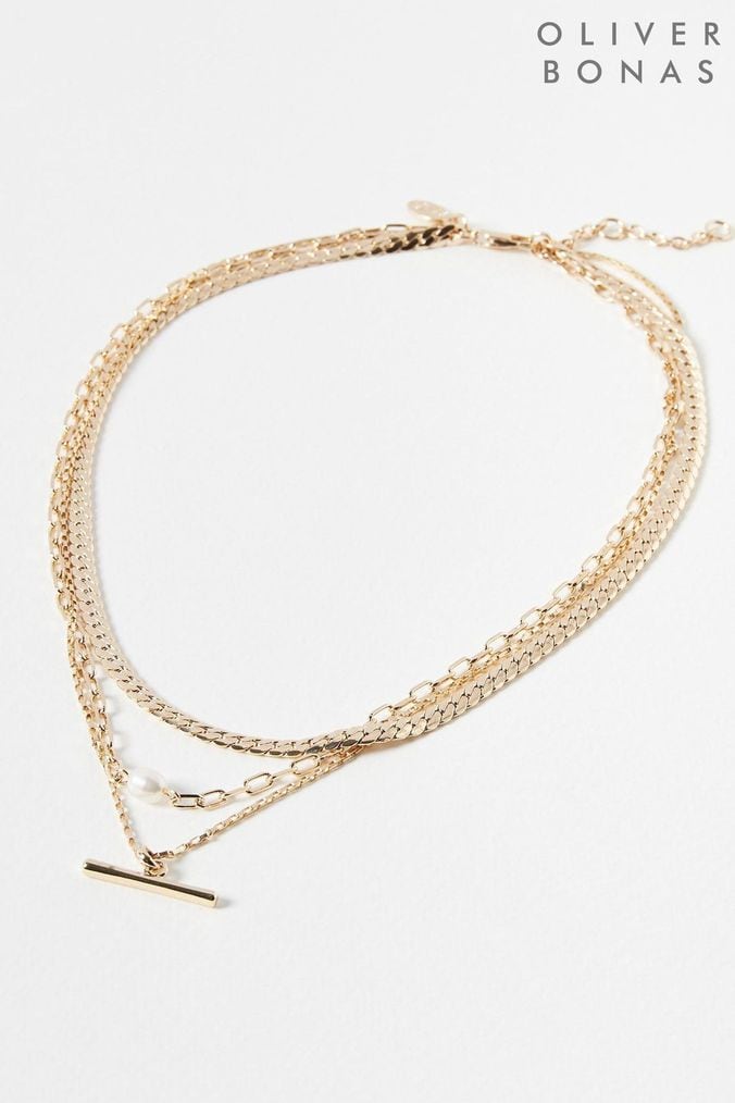 Buy Women s Necklaces Gold Oliver Bonas Layered Jewellery Online FitminShops