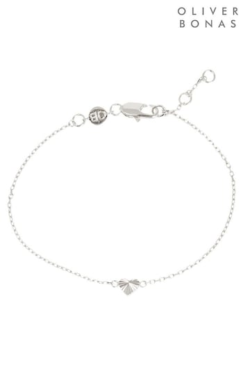 Oliver Bonas Amy Engraved Heart Silver Charm Bracelet (Q55304) | £30