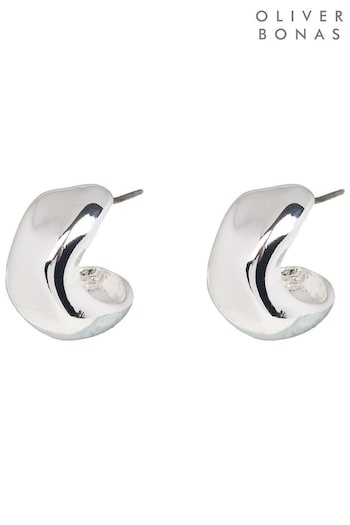 Oliver Bonas Silver Tone Orlaith Smooth Mini Hoops Earrings (Q55364) | £16