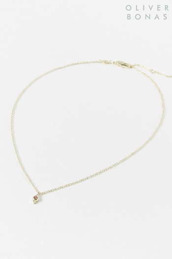 Oliver Bonas Octavia Stone Gold Plated Pendant Necklace (Q55429) | £39.50