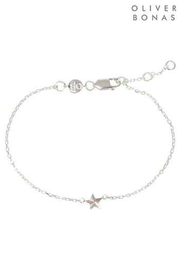 Oliver Bonas Haru Engraved Star Silver Charm Bracelet (Q55449) | £29.50