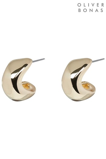 Oliver Bonas Gold Tone Orlaith Smooth Mini Hoops Earrings (Q55466) | £16