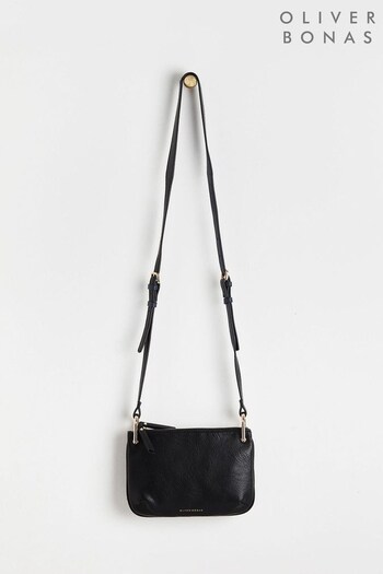 Oliver Bonas Silvie Black Double Pocket Crossbody Bag (Q55470) | £49.50