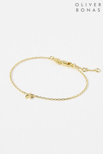 Oliver Bonas Haru Engraved Star Gold Plated Charm Bracelet (Q55480) | £29.50