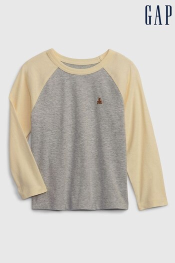 Gap Grey and Yellow Organic Cotton Mix and Match Crew Neck Long Sleeve T-Shirt (Q55483) | £6