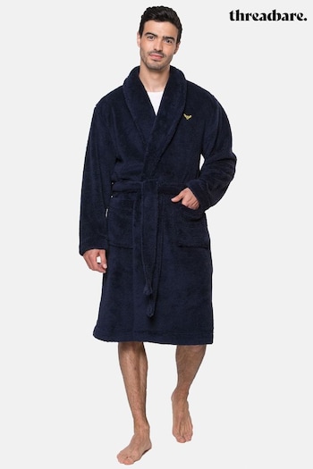 Threadbare Navy Cosy Soft Fleece Dressing Gown (Q55505) | £30