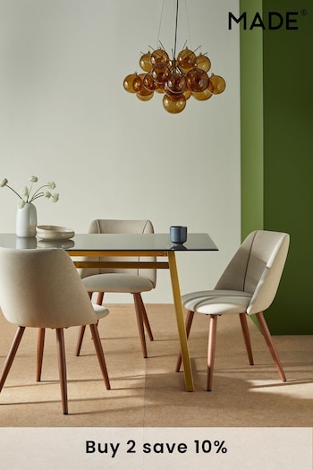 MADE.COM Set of 2 Ecru Marl and Walnut Legs Lule Non Arm Dining Chairs (Q55614) | £275