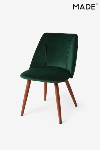 MADE.COM Set of 2 Pine Green and Walnut Legs Lule Non Arm Dining Chairs (Q55621) | £275