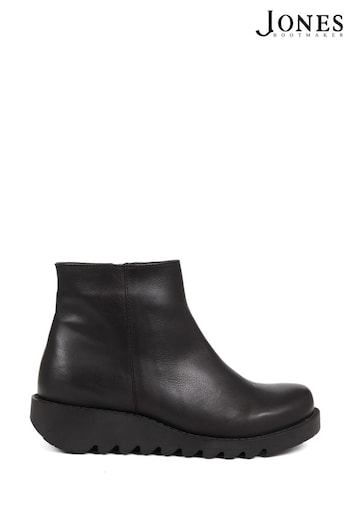 Jones Bootmaker Maraine Leather Wedges Black Ankle Boots (Q55672) | £99