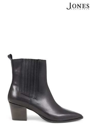 Jones Bootmaker Lizia Heeled Leather Black Ankle Metcon Boots (Q55673) | £130