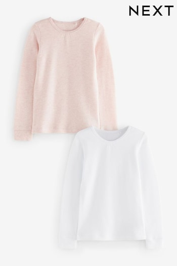 Pink/White Thermal Long Sleeve Tops 2 Pack (2-16yrs) (Q55699) | £15 - £21
