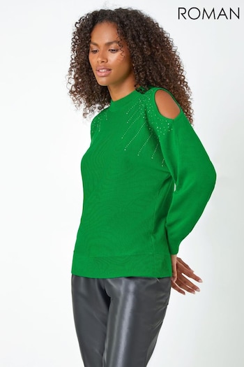 Roman Green Sparkle Cold Shoulder Jumper (Q55732) | £40