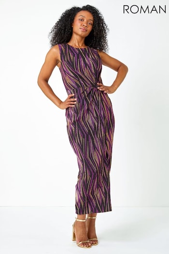Roman Purple Petite Metallic Twist Maxi Stretch Dress (Q55824) | £60