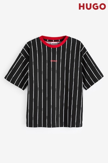 HUGO Stripe All-Over Print Logo Black T-Shirt (Q55856) | £46 - £56