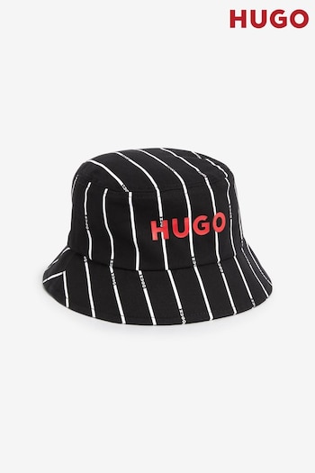 HUGO Stripe All-Over Print Logo Bucket Black Hat (Q55860) | £41