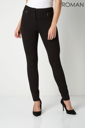 Roman Black Originals Zip Detail Ponte Trousers (Q55875) | £30