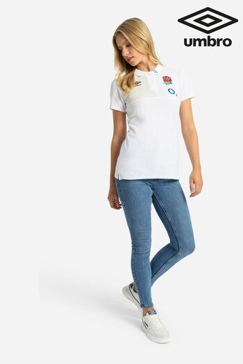 Umbro White England CVC Polo Shirt (O2) Wmns (Q55880) | £55
