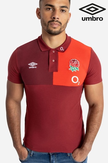 Umbro Red England CVC Rugby Polo Shirt (Q55887) | £55