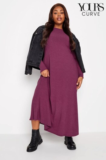 Yours Curve Purple Ribbed Maxi Swing Dress (Q55967) | £29