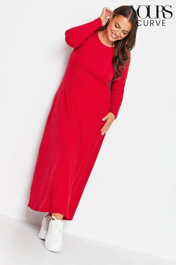 Yours Curve Red Ribbed Maxi Swing Dress (Q55971) | £29