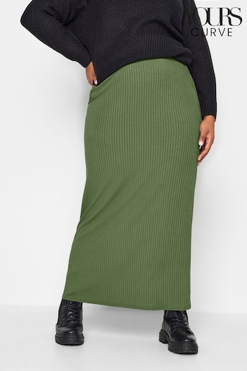 Yours Curve Green Ribbed Skirt (Q55993) | £22