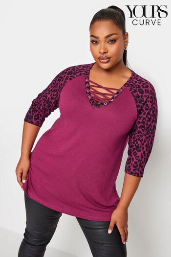 Yours Curve Pink Lattice Detail Eyelet Top (Q55996) | £19