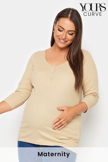 Yours Curve Natural Maternity Ribbed Top With Poppers (Q55997) | £19