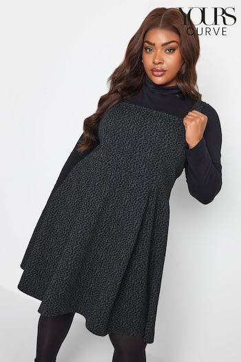 Yours Curve Grey Square Neck Pinafore Dress (Q56004) | £31