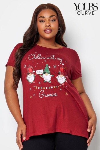 Yours Curve Red Christmas Novelty T-Shirt (Q56006) | £19