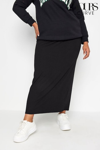 Yours Curve Black Ribbed Skirt (Q56014) | £22