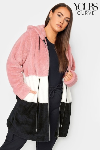 Yours Curve Pink Colourblock Tunic Hoodie (Q56018) | £34